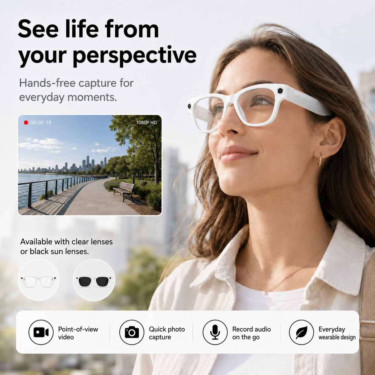 KI-Smartbrille – Kamera, Übersetzung, KI-Assistent & Audio in einem Gerät