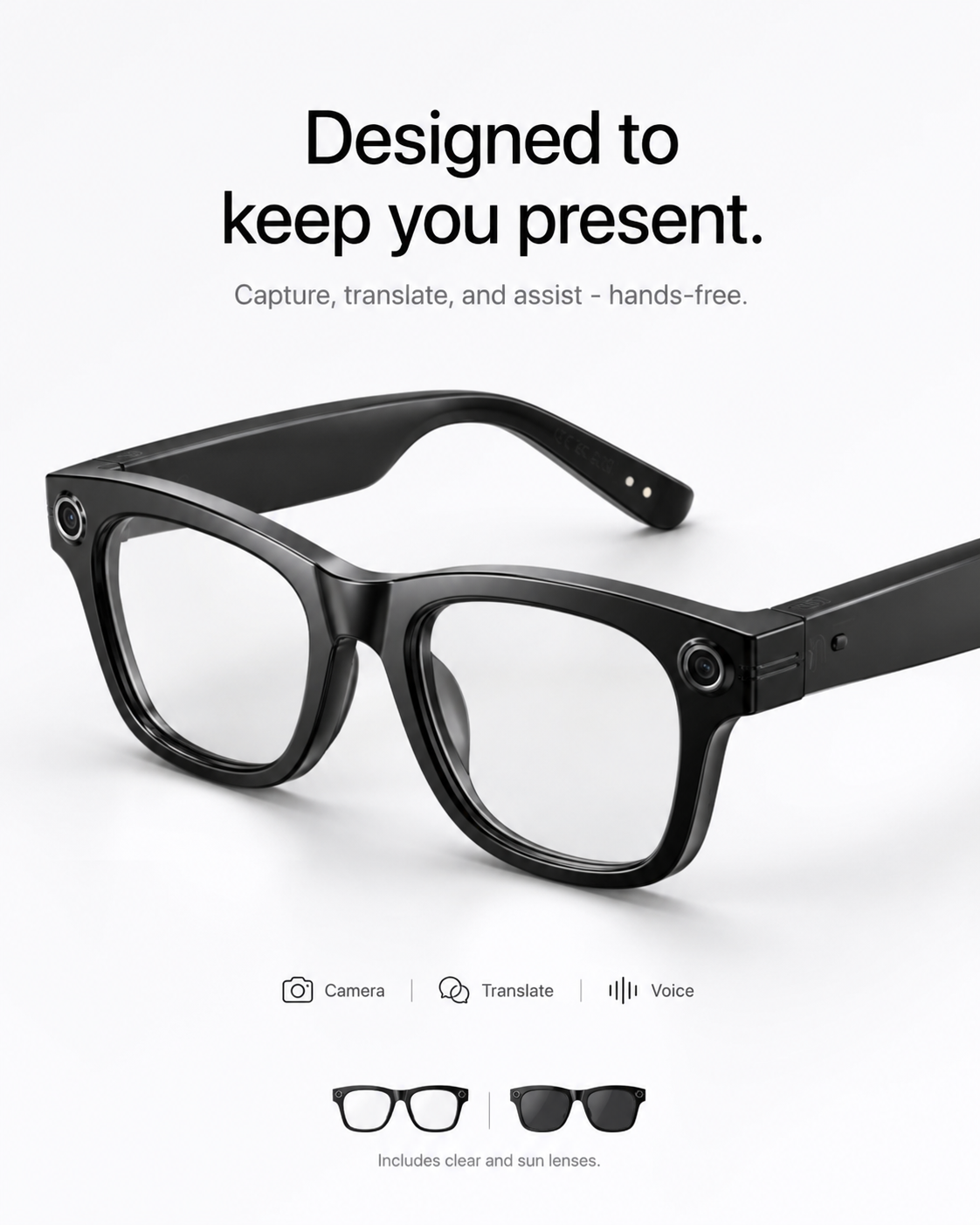 KI-Smartbrille – Kamera, Übersetzung, KI-Assistent & Audio in einem Gerät