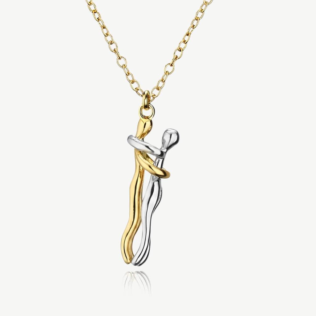 Hug necklace in gold and silver